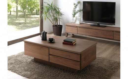 大川家具 幅120cm センターテーブル ウォールナット -leo-レオ