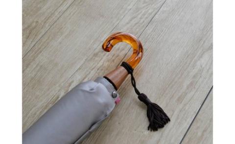 【数量限定】かさね　折りたたみ傘　55cm　8本骨(グレー×ローズピンク)