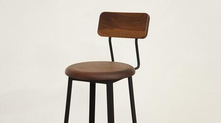 アイアンカウンターチェア(SEAT300)木材：ブラックウォルナット材×フレーム：2液ウレタン塗装　艶消しクリア アンティーク風インダストリアル