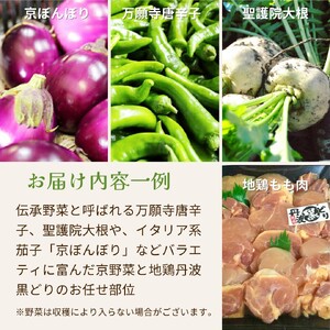 【12回定期便】地鶏・丹波黒どり＆旬の京野菜詰合せ 毎月お届けコース（全12回）※沖縄・離島・諸島へのお届け不可