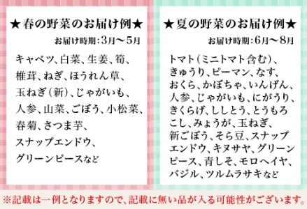 【3か月に1回、合計4回お届け】旬の農産物（野菜・果物など）詰合せ【7品以上】