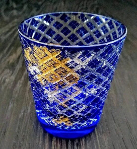 箔舞切子グラス220 ブルー［NF245］