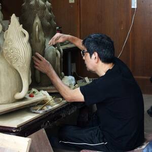 「魔除け獅子」ホワイトシーサー 作 新垣信一【1575366】