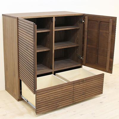 ふるさと納税 大川市 【大川家具】無垢材　サイドキャビネット　風雅　キャビネット幅980【設置付き】ウォールナット |  | 02
