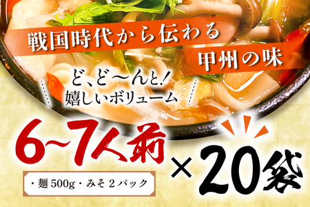 【大容量】 500g  みそ付き(2パック) ×20袋 ほうとう 生麺 冷凍保存