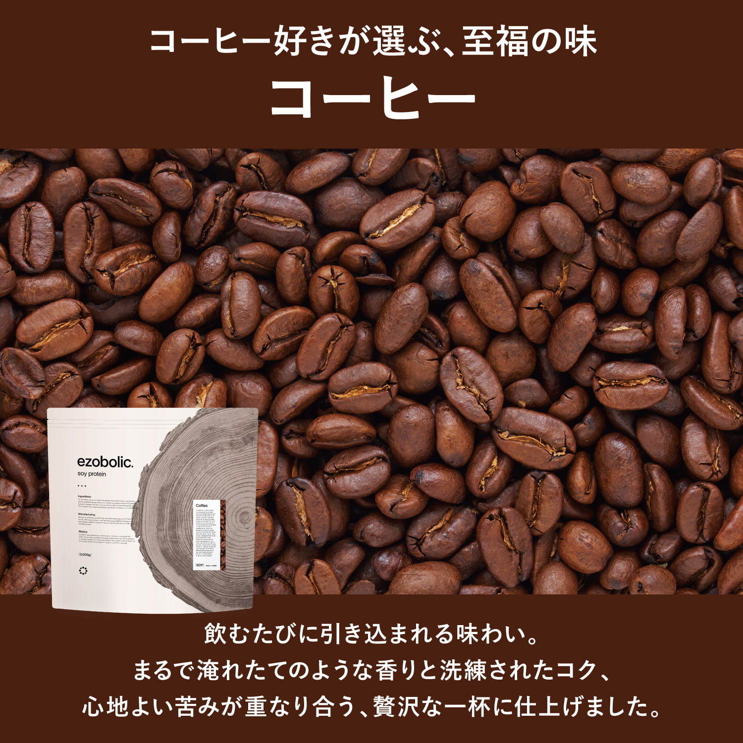 【コーヒー風味】 EZOBOLIC ソイプロテイン 3kg コーヒー風味 3kg