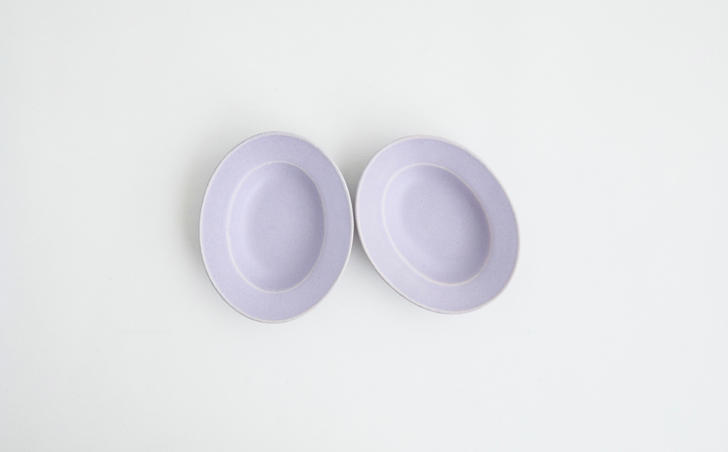 
【Awabi ware】 楕円小皿 ペアセット （パープル×２） 《決済から3ヶ月前後で発送》
