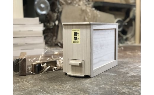 総桐 計量米びつ 優氣（ゆうき）ライスストッカー3kg用 竹本木箱店 米櫃 計量 桐製 木製 [№5616-0193]