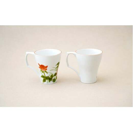 有田焼 絵変わりペアマグカップ 職人舎  【伝統工芸士・秋月ちぐさ】食器 器 うつわ 赤絵 モダン コーヒー 伝統工芸 手描き 工業組合 A40-349_イメージ4