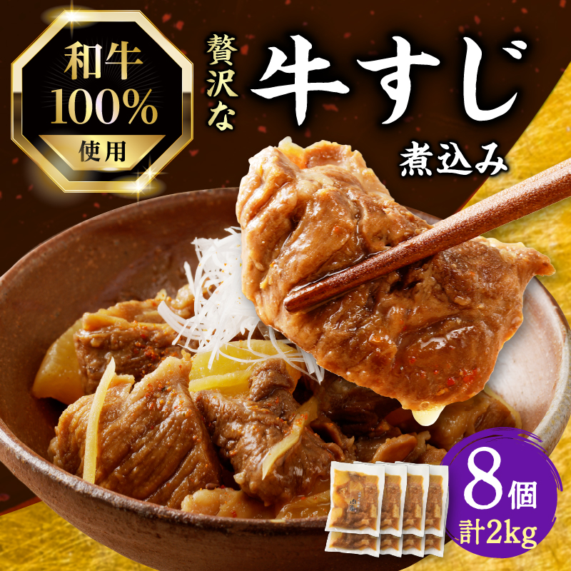 和牛100％の贅沢なすじ煮込み250×8個 2kg
