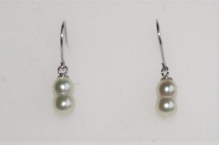 【025-15】真珠の里　ベビーパール双子ピアス（ホワイトゴールド）*