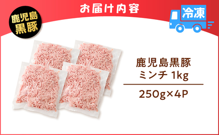 鹿児島県産 黒豚 ミンチ 1kg K025-013_02 豚 豚肉 ブタ ぶた 肉 お肉 豚ミンチ 黒豚ミンチ かごしま黒豚 真空 小分け パック 真空パック 便利 使いやすい 鮮度 餃子 そぼろ丼 