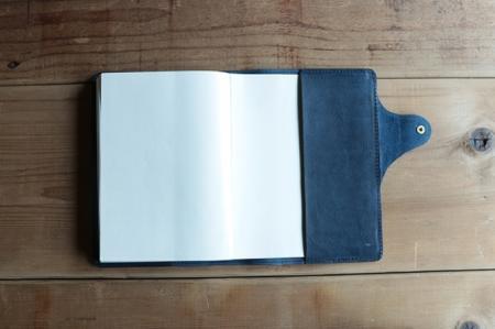 レザー手帳カバー（cousin A5）【ネイビー】イタリアンレザーカバー