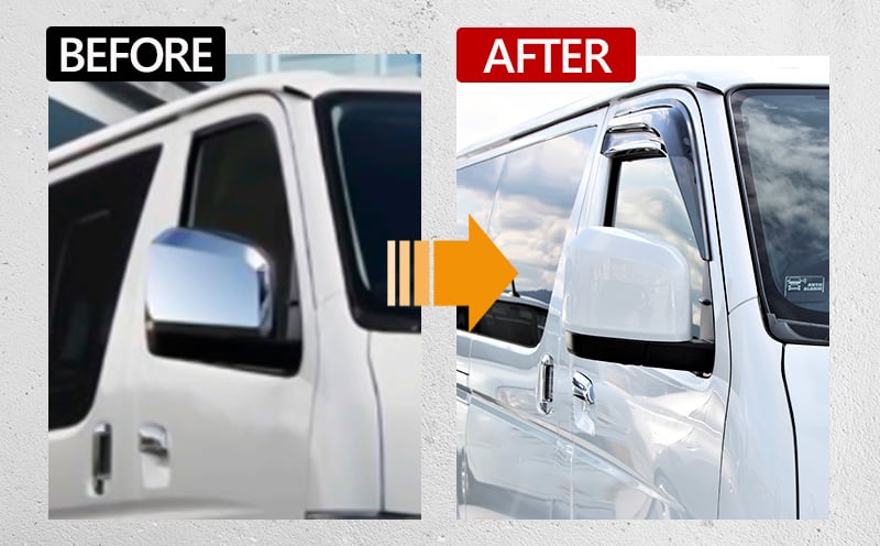 【スピード発送】ハイエース ドアミラー サイドミラー カバー 塗装品 209 ブラックマイカ 車検対応 030D172