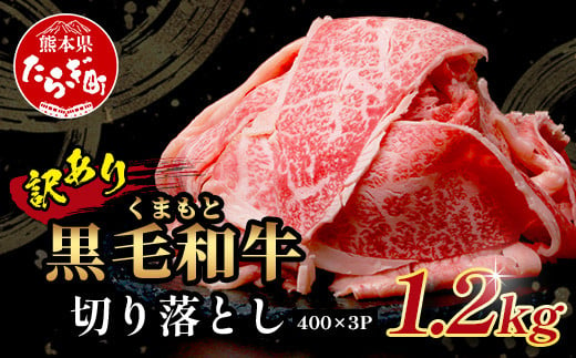 
            【訳あり】くまもと黒毛和牛 切り落とし 1.2kg ( 400g ×3 )  《 年内お届け 対象 》本場 熊本県 黒毛 和牛 ブランド 牛 肉 上質 くまもと 訳アリ 年内発送 年内配送  113-0503
          