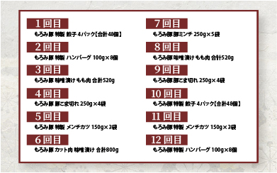 定期便 12回配送 もろみ豚 バラエティ定期便 沖縄 石垣 12ヵ月 小間切れ 切り落とし ミンチ ハンバーグ メンチカツ 餃子 豚肉 肉 惣菜 AH-23-1
