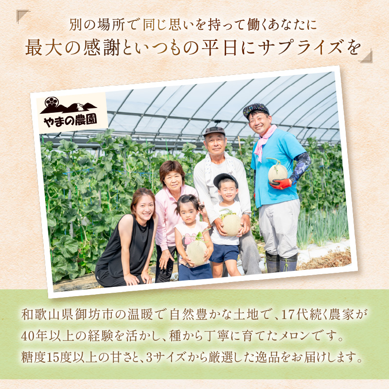 【0925-3】やまの農園　感謝のメロン～一期一会「うしわか」～≪先行予約≫【2026年7月中旬より順次発送予定】