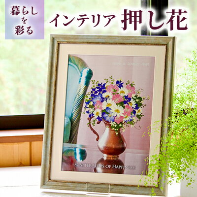 【ふるさと納税】暮らしを彩るインテリア押し花額【風薫る（ノースポール）】　 フレームの中で咲く 手作り 植物 お花 飾り 置物 フラワーインテリア 本物の植物使用 花好き かわいい おしゃれ