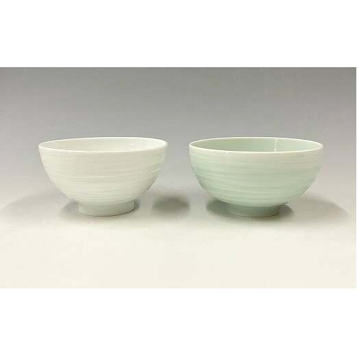 中仙窯 有田焼 白磁・青白磁飯碗セット お茶碗 夫婦茶碗 ペア （中尾純作） A25-271_イメージ4