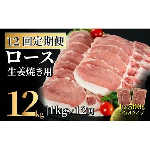 《定期便》長崎県産豚 ロース生姜焼き用 計1kg (500g×2)【12回お届け】