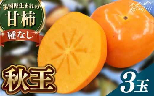 【2025年11月以降発送】福岡より直送！ 種がほとんどない新ブランド 柿 秋王 3玉＜一般社団法人地域商社ふるさぽ＞那珂川市 [GBX052]