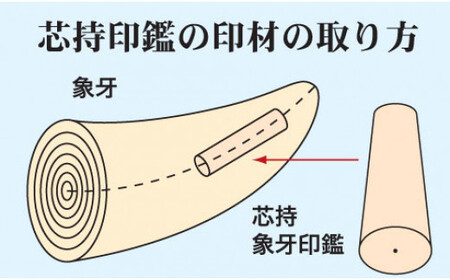 福徳開運印鑑【芯持】本象牙　15mm丸60mm丈　ニシキヘビ革ケース入り(別珍外箱付き) [5839-1635]　