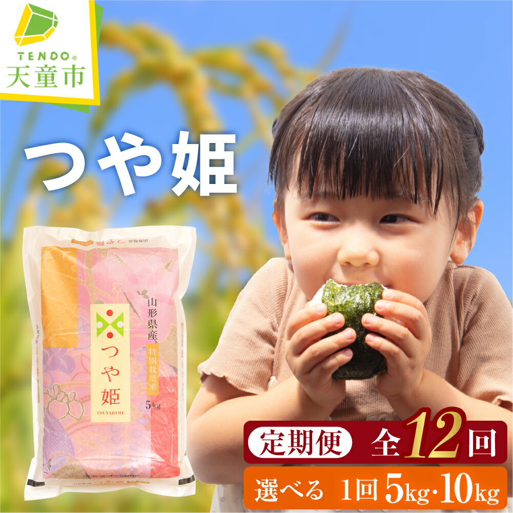 【ふるさと納税】 特別栽培米 つや姫 12回 定期便 【選べる】毎月 5kg ( 5kg × 1袋 ) / 10kg ( 5kg × 2袋 ) 令和7年産 2025年産 年間定期便 米 コメ お米 精米 ブランド米 白米 ご飯 おにぎり お弁当 小分け おすそ分け お取り寄せ 産地直送 送料無料 【 山形県 天童市 】