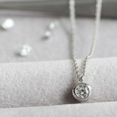 ふるさと納税 大津市 プラチナ900【0.2ct ラボダイヤモンドネックレス】ふくりん留め 未来の輝き 一粒ペンダント |  | 01