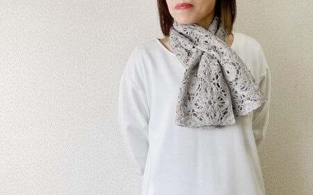 差し込み ショートマフラー レトロレース柄 ( グレー ) | マフラー