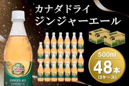 カナダドライ ジンジャーエール 500mlPET(2ケース)計48本【コカコーラ ジンジャエール カナダドライ 炭酸 飲料 ペットボトル 常備 保存 買い置き 水分補給 500ml 24本 1ケース 常備 保存 買い置き】 A6-F047048