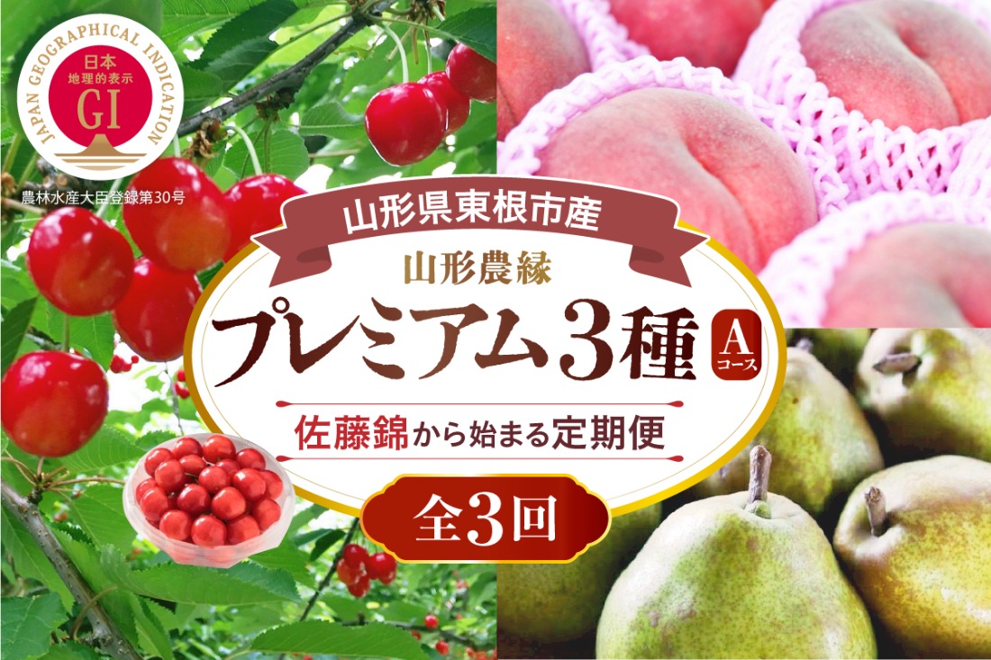 【2026年 3回定期便】山形農縁プレミアム3種A ～さくらんぼ佐藤錦から始まる～ 千笑花夢提供 山形県 東根市 hi082-065a