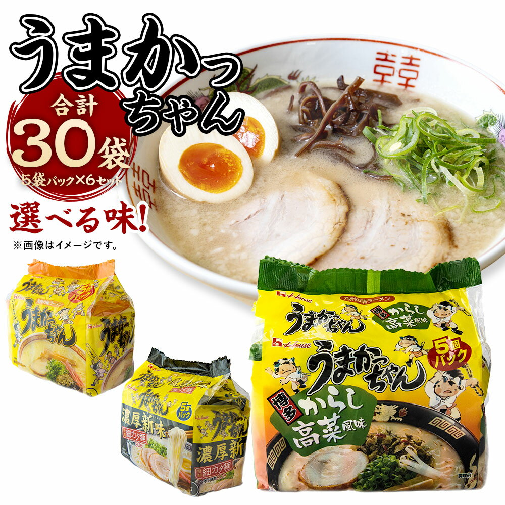 【ふるさと納税】＜選べる種類＞福岡・博多の味 「うまかっちゃん」 濃厚新味・からし高菜風味・とんこつ 計30袋（5袋パック×6セット） ラーメン らーめん 拉麵 麺類 袋麺 豚骨 惣菜 中華 博多 グルメ 福岡県産 国産 九州 福岡県 大任町 送料無料