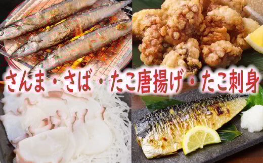 
            A-19014 【北海道根室産】さんま・さば・唐揚げ用たこ・たこ刺身セット
          