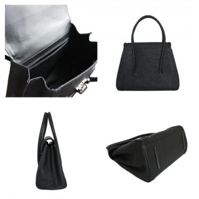 ふるさと納税 御代田町 【濱野皮革工藝のハンドバッグ】トレゾサック 黒桟革(ブラック) |  | 01