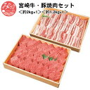 【ふるさと納税】宮崎牛・豚焼肉セット＜約2kg×1、約1.2kg×1＞霜降り 宮崎ブランドポーク お肉 牛肉 食品 畜産物 冷凍 豊潤 国産 宮崎県 宮崎市 送料無料