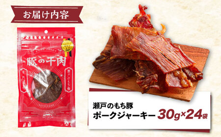 【スピード発送】肉「瀬戸のもち豚」ポークジャーキー 8袋(30g/24袋)×3パック [BAER054]ジャーキー