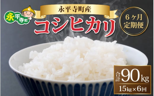 【6ヶ月連続お届け】【白米】 令和5年度産 永平寺町産 コシヒカリ 15kg×6ヶ月（計90kg） [K-033090]