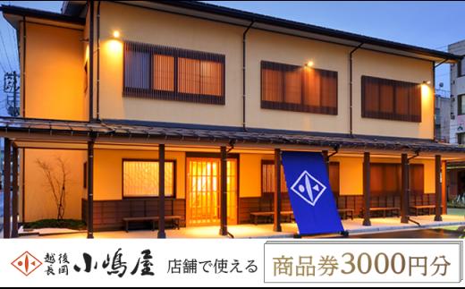 
20-03越後長岡小嶋屋　商品券3000円分（500円×6枚）
