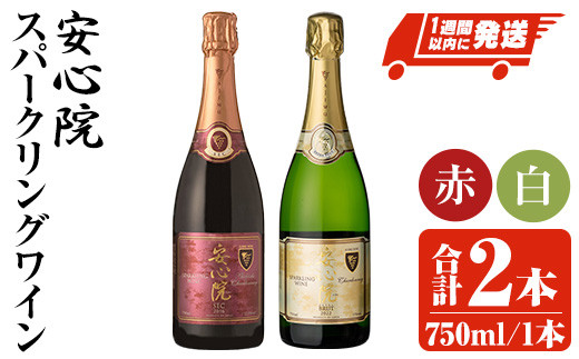 
安心院スパークリングワイン白・赤(合計1.5L・750ml×2本)酒 お酒 ワイン 白ワイン 赤ワイン スパークリングワイン ぶどう 葡萄 飲み比べ セット【107302700】【時枝酒店】
