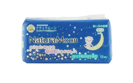 ナチュラムーン オーガニックコットン生理用ナプキン 多い日夜用羽なし 12個入り×6袋セット