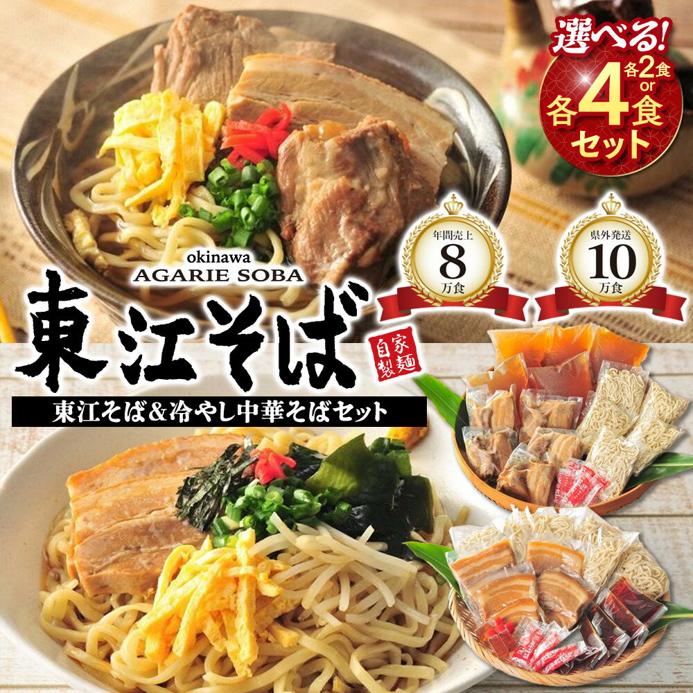【ふるさと納税】選べる内容量！東江そば& 冷やし中華そばセット | 沖縄県 浦添市 沖縄そば 中華 冷麺 セット 食品 麺類 加工食品 惣菜 レトルト 人気　東江そば