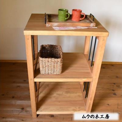 ふるさと納税 太田市 杉無垢材とアイアンのキッチンラック・レンジ台【奥行き45cm】
