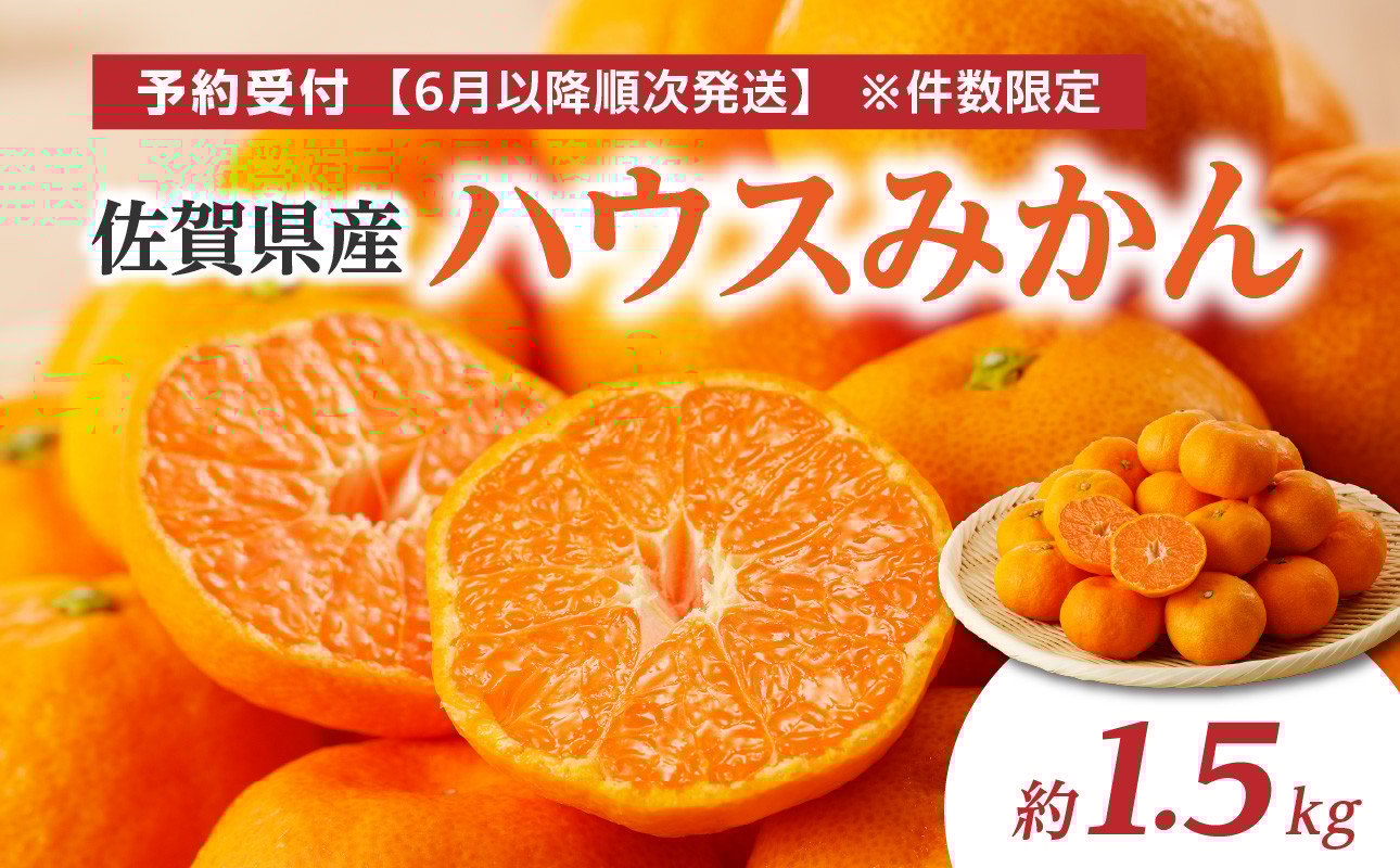 
                  ★予約受付★【2026年6月以降配送】佐賀県産ハウスみかん 約1.5kg【件数限定】 佐賀県産 ハウスみかん ハウスミカン みかん 蜜柑 ミカン フルーツ 果物
                
