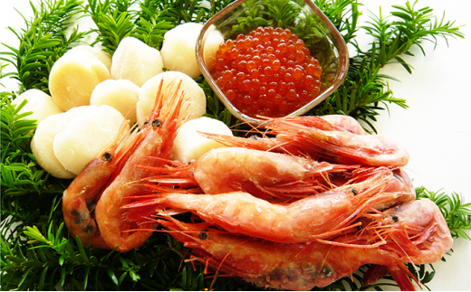 
帆立＆甘海老＆醤油漬けいくらセット
