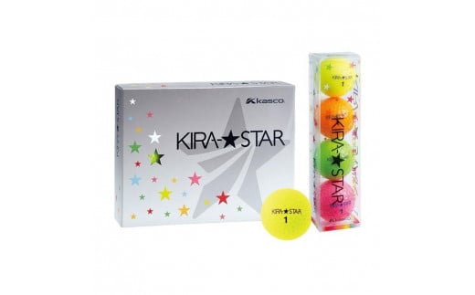 ゴルフボール  KIRA STAR 12球入  4色×3セット 3ダース（イエロー、オレンジ、ピンク、ライム）