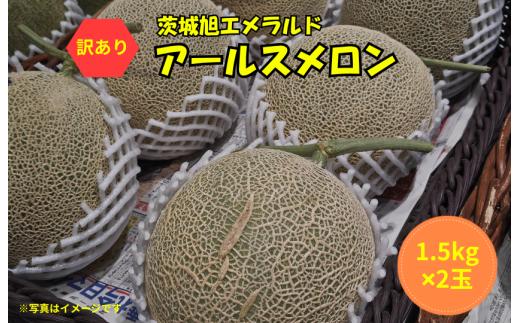 【訳あり】アールスメロン 2玉（1.5kg×2）茨城旭エメラルド