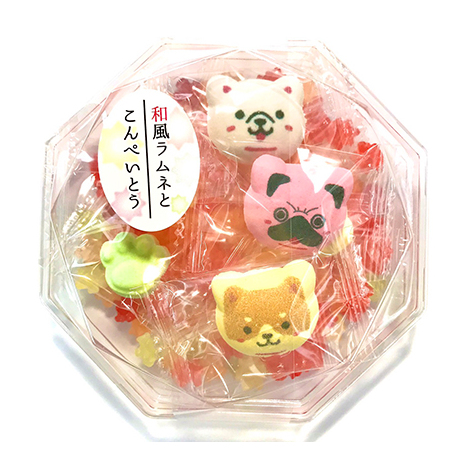 〈京の老舗和〉かわいい「和スイーツ」セット（ねこもにゃか＆あにまろ＆ラムネ金平糖）〈スイーツ お菓子 和菓子 生菓子 最中 もなか粒あん マシュマロ 白餡 金平糖 こんぺいとう ラムネ 加工食品〉_イ