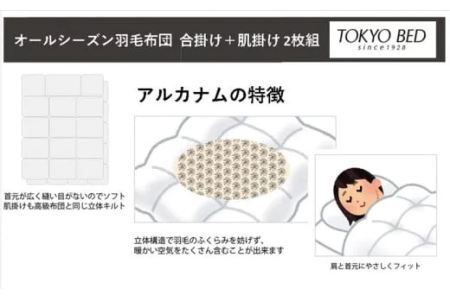 オールシーズン羽毛布団 合掛け＋肌掛け 2枚組「 アルカナム 」 シングルサイズ 東京ベッド社 5865