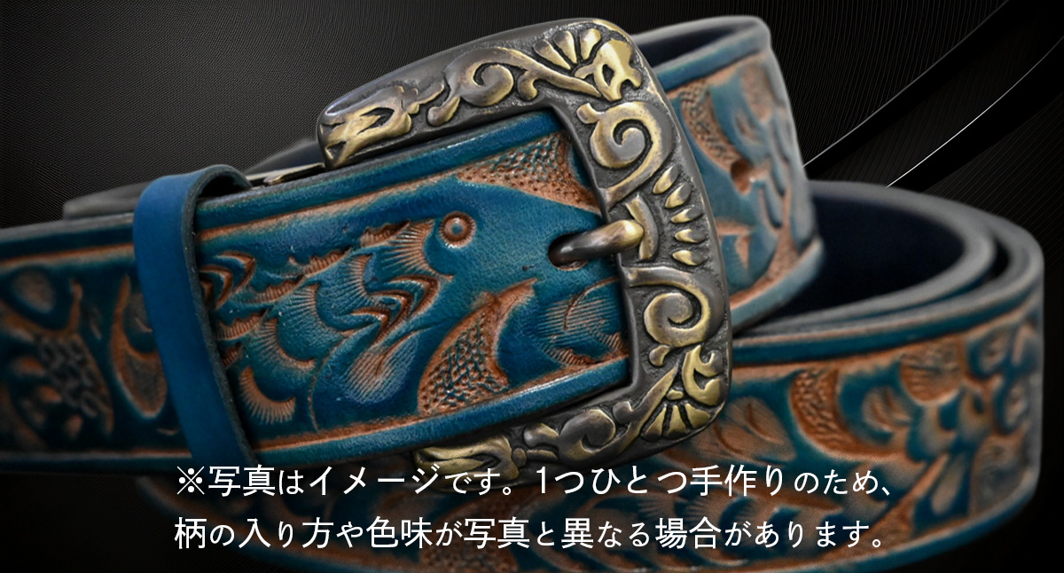 【 数量限定 】 牛革ベルト （紺かすれ染め） 【太さ35mm、厚さ3.7mm、長さ130cm】 牛革 牛 革 皮 ベルト 手作り ハンドメイド [BE031ya-L] 紺かすれ染め(35mm) Lサ