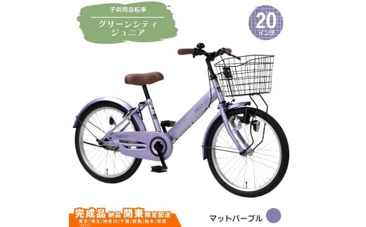 20型 子供用自転車 グリーンシティV ジュニア［マットパープル］ 20インチ自転車 20インチ子供用自転車  配送エリア 関東限定 東京 埼玉 神奈川 千葉 群馬 栃木 茨城 完成品納品 一都六県限定配送